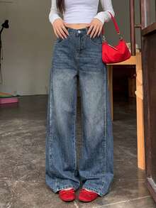 DAZY Women's Casual Daily Denim Jeans With Pockets And Buttons - Blue - View 3