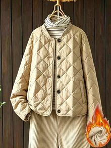 Linhara Chaqueta de unicolor versátil y casual de invierno para tallas grandes - Albaricoque - Ver 1