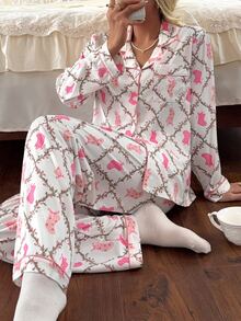 CottageSlumber Women's Christmas Olive Tree Socks Print Pajama Set - Multicolor - View 6