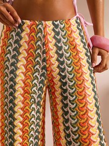 Opulessa Women's Colorful Striped Straight Leg Cover-Up Pants For Vacation - Multicolor - View 1