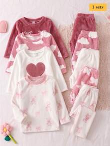 1 Set Baby Girl Round Neck Long Sleeve Pants - Pink - View 7