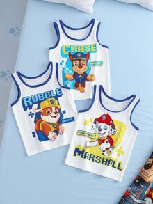 SHEIN | PAW Patrol ملابس علوية كاجوال يومية للأولاد الصغار بطبعة كرتونية وحروف - أبيض - مشاهدة 1