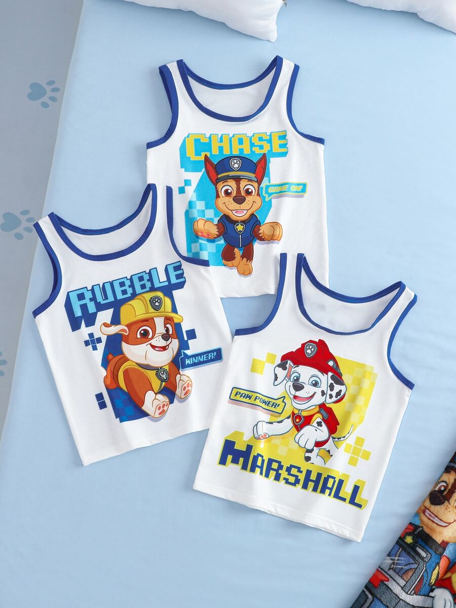 SHEIN | PAW Patrol ملابس علوية كاجوال يومية للأولاد الصغار بطبعة كرتونية وحروف - أبيض - مشاهدة 1