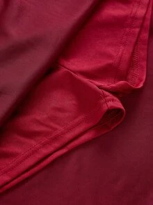 Girlism 少女女童深紅色天鵝絨露肩不對稱領口金屬玫瑰裝飾層次裙 優雅公主風派對晚宴聖誕秋季洋裝 - 酒紅色 - 查看 5
