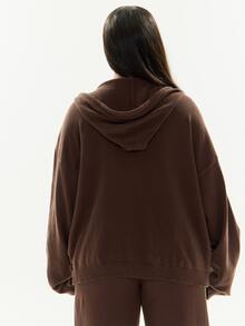 MUSERA Brown Ribbed Zip Up Hoodie Cardigan Sweater Casual Cool Basic Fall Knitwear Winter Autumn - Brown - View 4
