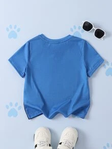 SHEIN | PAW Patrol Young Boy Cartoon Print Short Sleeve Crew Neck T-Shirt - Multicolor - View 2