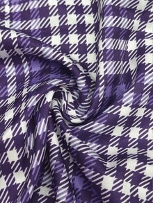 SHEIN CURVE+ Setelan Kemeja & Celana 2 in 1 Kerah Prancis Motif Kotak-kotak Ukuran Besar untuk Wanita, Musim Gugur - MultiWarna - View 3