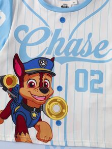 SHEIN | PAW Patrol Young Boy Cartoon Print Short Sleeve Crew Neck T-Shirt - Blue - View 5