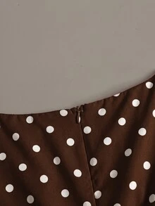 SHEIN Girlism 青少年女孩優雅復古花瓣袖波點印花襯衫 - 棕色 - 查看 4