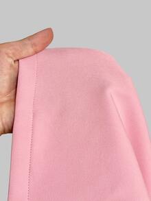 Maweii Plus Size Pink Casual Design Tie Waist Stand Collar Long Sleeve Commute Interview Business Blazer - Pink - View 7