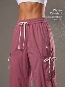 OutZeal Women Sports Pants Gym Workout Water-Resistant Lightweight Drawstring Waist Hiking Pants - Pink - View 4