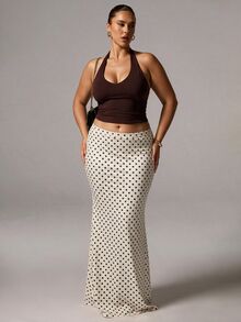 Elegantrix Plus Size Women's Polka Dot Casual Daily Skirt - Multicolor - View 1