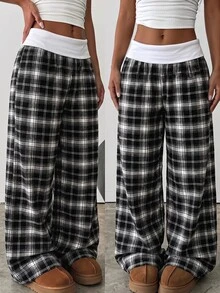 Tween Girl Tween Girl Tween Girl Colorblock Pleated Casual Versatile Daily Wear Wide Leg Sweatpants - Black - View 2