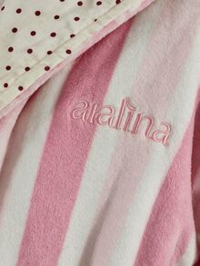 Aralina 女款秋冬可正反穿可愛柔軟刷毛紋理條紋對比色睡衣 - 粉色 - 查看 5