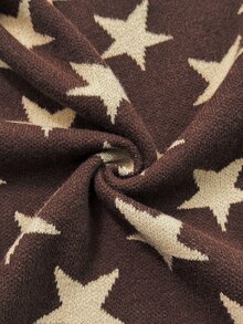 Nubod Plus Size Women's Star Pattern Casual Daily Cardigan - Brown - View 3