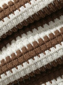 Strévra Women's Striped Colorblock Long Sleeve Top And Pants 2 Pieces Set Fall - Brown - View 8