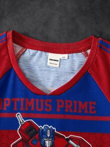 Transformers X SHEIN Young Boy Letter Cartoon Print Casual Daily Short Sleeve T-Shirt - Multicolor - View 4