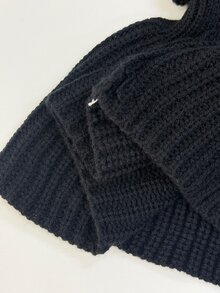 StreetHx Streetwear Women's Autumn/Winter Solid Color Y2K Vintage Distressed Ripped Cable Knit Sweater Top - Black - View 8