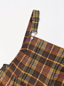 Auvina Plus Size Vintage Plaid Commuter Jumpsuit - Brown - View 5