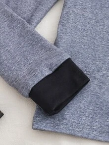 SHEIN 2件組兒童青少年男孩休閒日常舒適印花圓領套頭睡衣上衣與長褲針織居家服修身套裝 - 黑色 - 查看 4