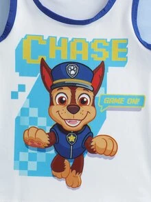 SHEIN | PAW Patrol ملابس علوية كاجوال يومية للأولاد الصغار بطبعة كرتونية وحروف - أبيض - مشاهدة 4