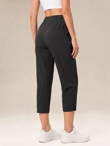 OutZeal Women Sports Pants Casual Work Quick-Dry Elastic Waist Adjustable Hem Cropped Trousers - Dark Grey - View 8