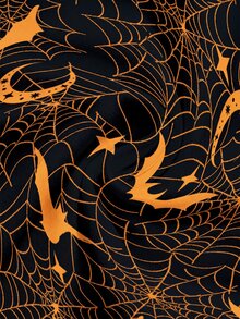 ROMWE Goth 女款蜘蛛網深色蝙蝠印花可愛性感露背海灘抹胸上衣 - 黑色 - 查看 4