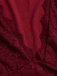 Sweetra Y2K Sexy Elegant Lace Commuter Side Waist Drawstring Versatile Party Dress - Burgundy - View 3