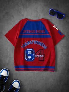 Transformers X SHEIN Young Boy Letter Cartoon Print Casual Daily Short Sleeve T-Shirt - Multicolor - View 2