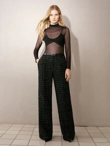 MOTF PREMIUM WOMEN'S ELEGANT WIDE LEG PANTS WITH POCKETS FOR OFFICE AND COMMUTE - Black - View 5