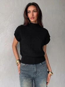 Aloruh Women's Minimalist Casual Basic Knit Top - Black - View 6