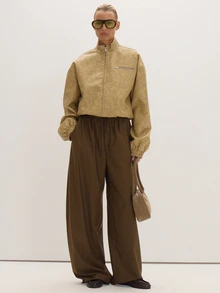 MUSEYN Pu Funnel Neck Oversized Boxy Bomber Jacket - Yellow - View 2