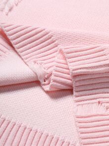 Manfinity Roghcode Men's Plus Size Distressed Long Sleeve Sweater, Casual Design - Pink - View 6