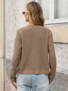 Brillora Women's Single-Breasted Long Sleeve Knit Cardigan, Autumn/Winter Daily Wear - Khaki - View 4