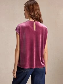 BizChic Women's Summer Casual Solid Color Short Sleeve Shirt - Pink - View 3