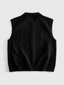 ROMWE MEN Gun Pattern Loose Knit Tank Top, Street Retro - Black - View 4