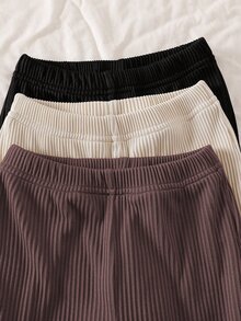 SHEIN Playful Pals 3件/包女嬰純色長褲，極簡時尚，適合外出，春秋季，舒適風格 - 彩色 - 查看 6