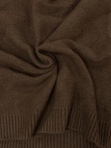 SHEIN Holidaya Women's Solid Color Turtleneck Long Sleeve Casual Versatile Sweater - Coffee Brown - View 5