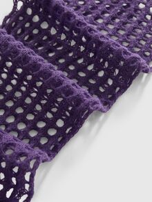 ROMWE Grunge Punk Plus Size Ultra Cropped Crochet-Style Hollow Knit Sweater - Purple - View 3