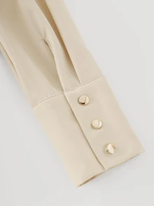 LUMIGAL Women's Fashion Button Long Sleeve Front Slit Dress - Apricot - View 6