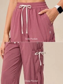 OutZeal Women Sports Pants Gym Workout Water-Resistant Lightweight Drawstring Waist Hiking Pants - Pink - View 5