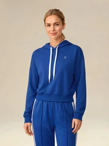 OutZeal Women Sports Tee Casual Workout Natural Soft Long Sleeve Cropped Hoodie - Navy Blue - View 5