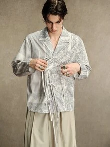 ROMWE MEN Men's Casual Versatile Long Sleeve Shirt For Daily Wear - Grey - View 5