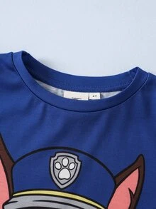 SHEIN | PAW Patrol Young Boy Round Neck Short Sleeve T-Shirt And Shorts Set - Blue - View 4