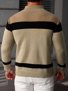 Manfinity Homme Men's Colorblock Casual Daily Wear Long Sleeve Sweater - Multicolor - View 2