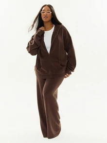 MUSERA Brown Ribbed Zip Up Hoodie Cardigan Sweater Casual Cool Basic Fall Knitwear Winter Autumn - Brown - View 2