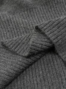 Vionelle Plus Size Women's Grey Twisted Front Deep V-Neck Ribbed Knit Long Sleeve Slim Fit Flattering Pullover Sweater Office Formal Autumn Casual Baggy - Dark Grey - View 7