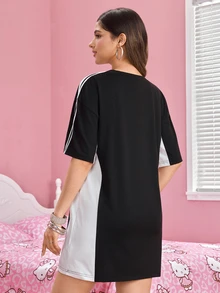 HELLO KITTY AND FRIENDS | SHEIN Gaun Wanita Motif Kartun, Nyaman dan Minimalis - Hitam - View 2