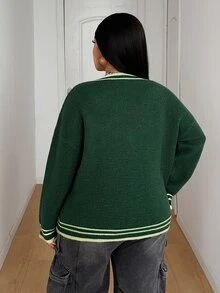 Maweii Sweater Pullover Wanita Ukuran Besar, Nomor 77, Gaya Akademik, Musim Wisuda, Musim Gugur/Dingin - MultiWarna - View 3