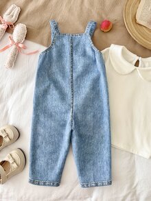 SHEIN Cute Baby Girl's Overall Jumpsuit Featuring Butterfly, Bee, And Flower Prints; Suitable For Autumn And Winter Wear. - Multicolor - View 3